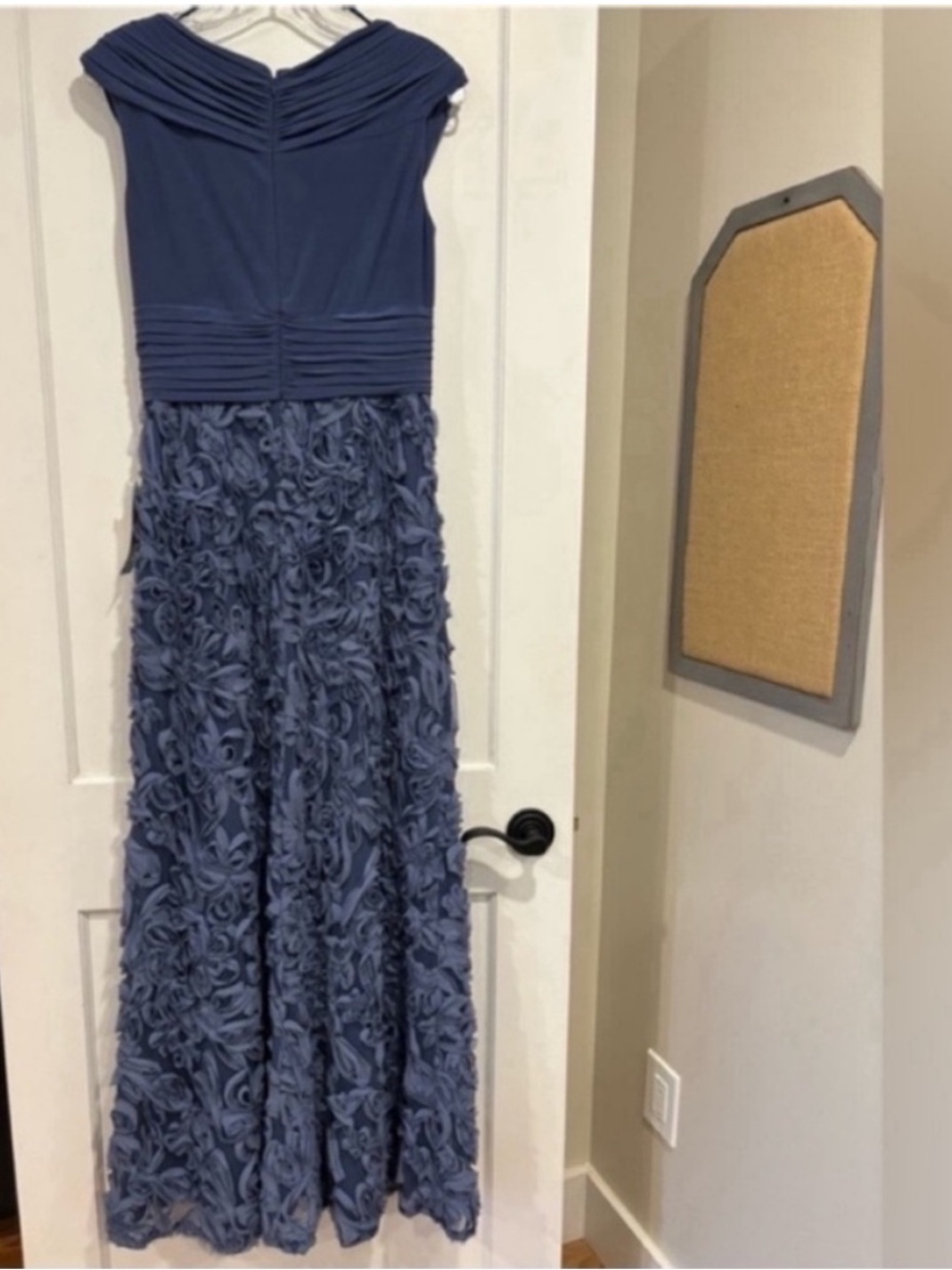 Patra NEW Crossover Pleated Front Soutache Skirted Gown Cornflower Blue Women 6 - Picture 9 of 13